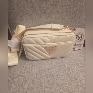 NWT Valentino Orlandi Quilted Small Camera Crossbody Bag Double Zip Guitar Strap